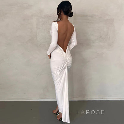 Mireille Backless Ruched Long Dress