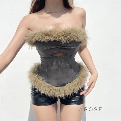 Montserrat Faux Fur Halter Top