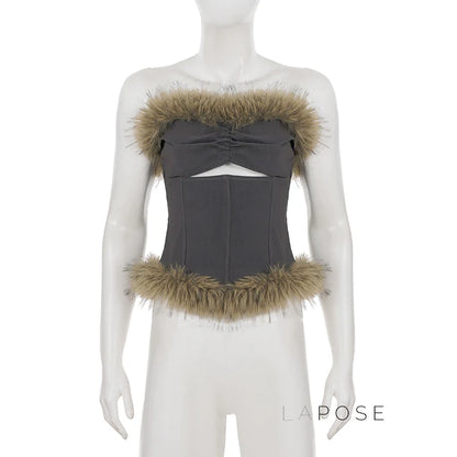 Montserrat Faux Fur Halter Top