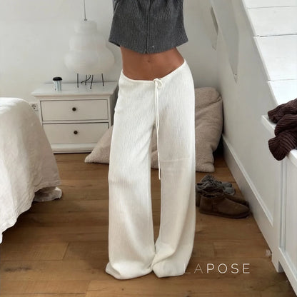 Mumtaz Ribbed Wide-Leg Knit Pants