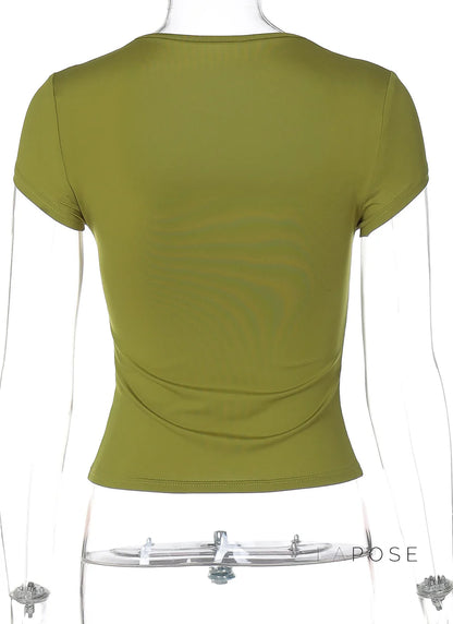 Nasra Flutter Sleeve Crop Top