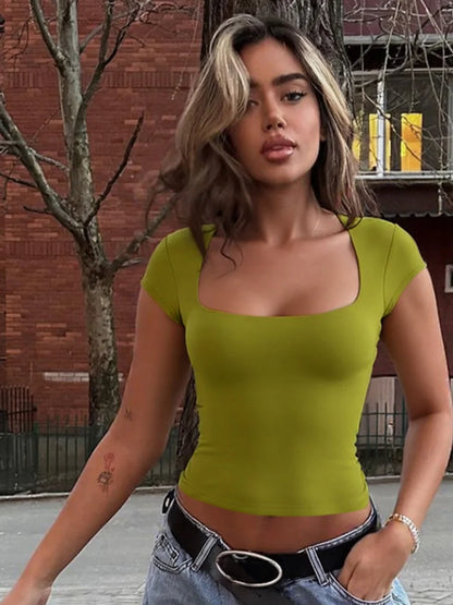 Nasra Flutter Sleeve Crop Top