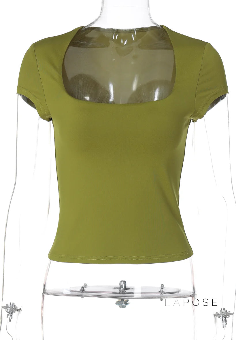 Nasra Flutter Sleeve Crop Top
