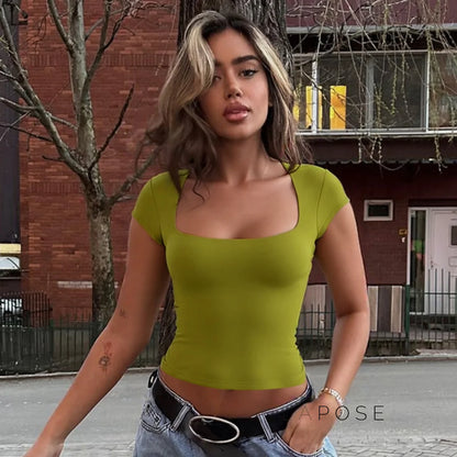 Nasra Flutter Sleeve Crop Top