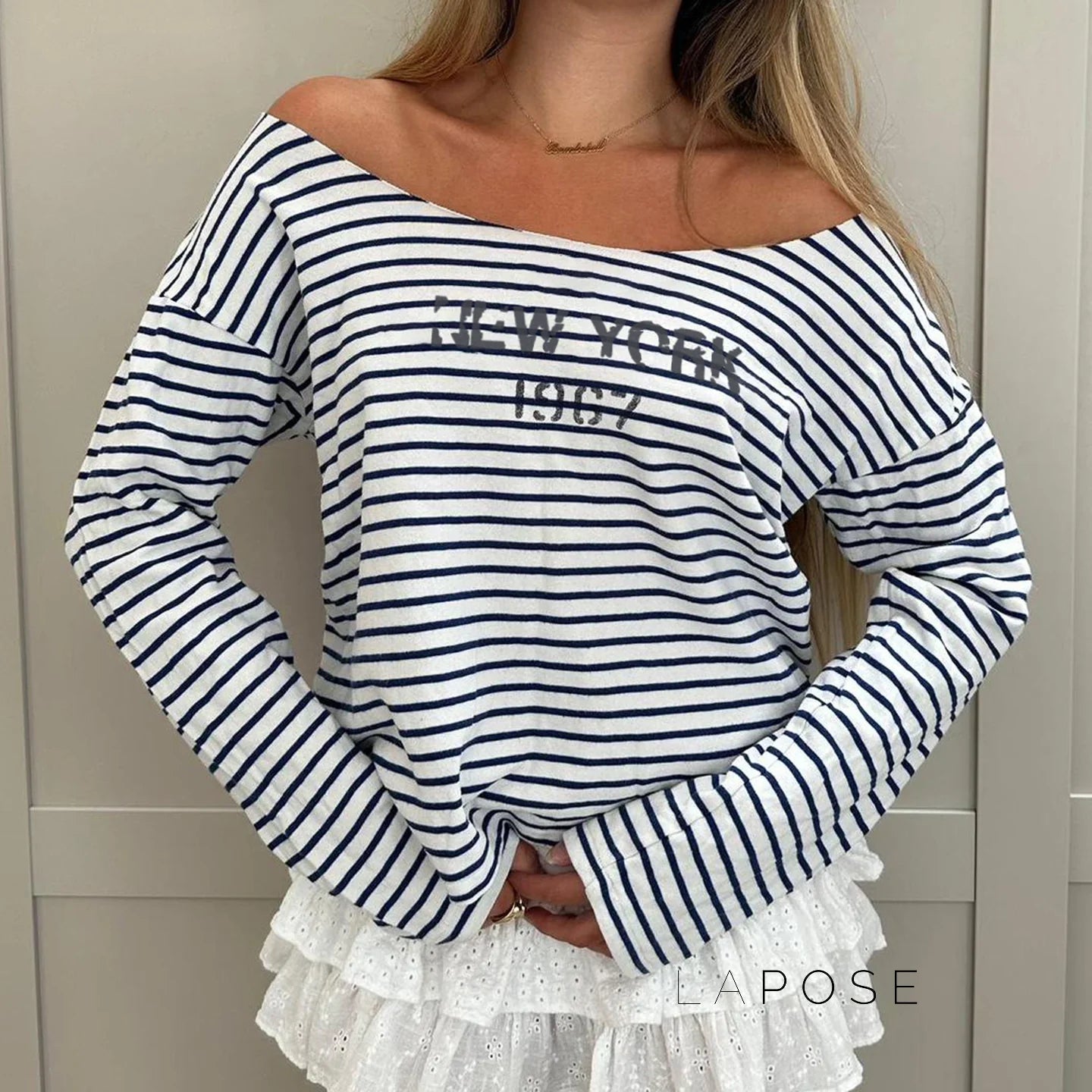 Natalyn Stripe Graphic Long Sleeve Top