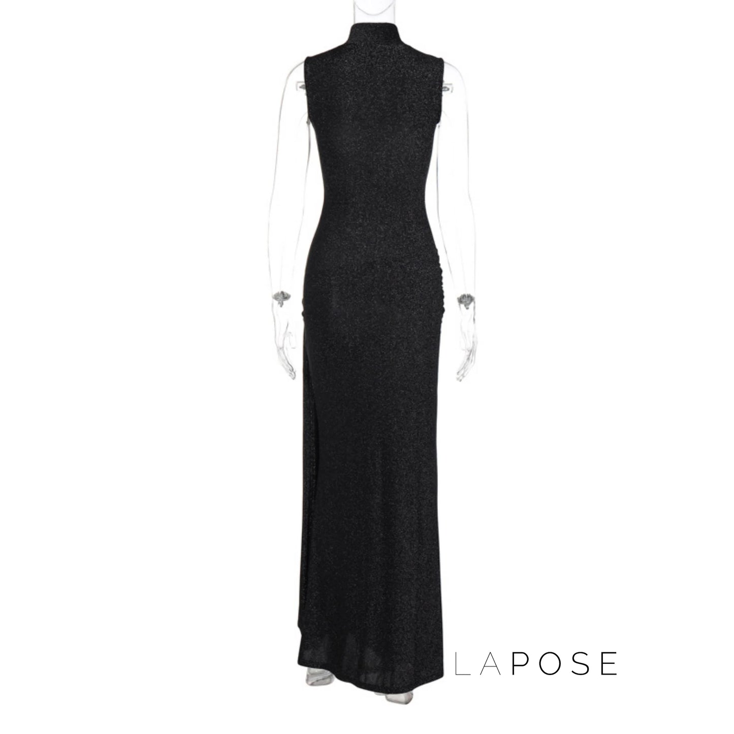 Niya Glitter High-Neck Maxi Dress