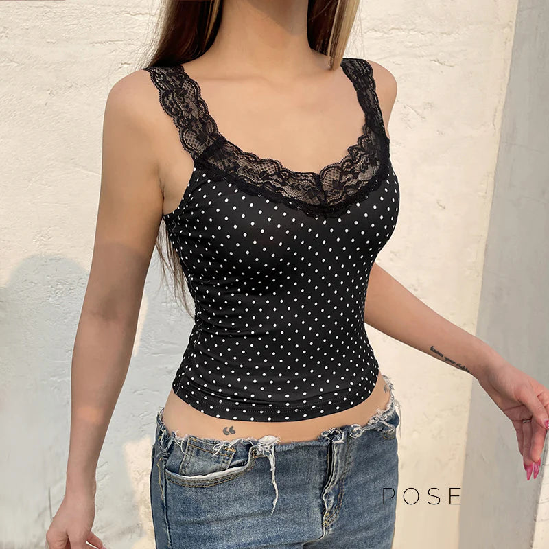 Niya Polka Dot Lace Camisole