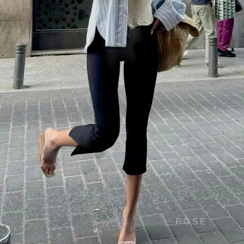 Novalynn Slit Hem Midi Pants