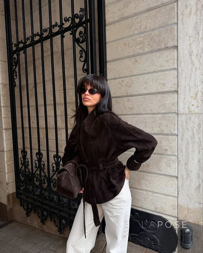 Novella Suede Belted Jacket