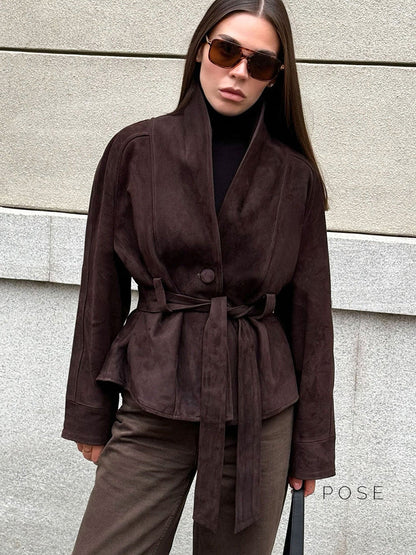 Novella Suede Belted Jacket
