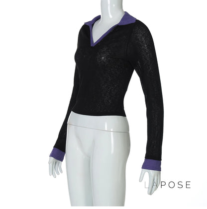 Nyla Contrast Trim V-Neck Top