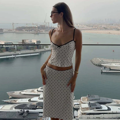 Polka Dot Bow Detail Skirt Set