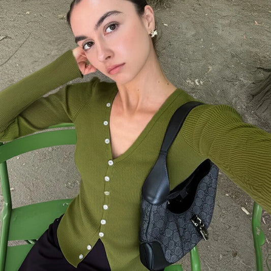 Quetzalli Button-Up Knit Top