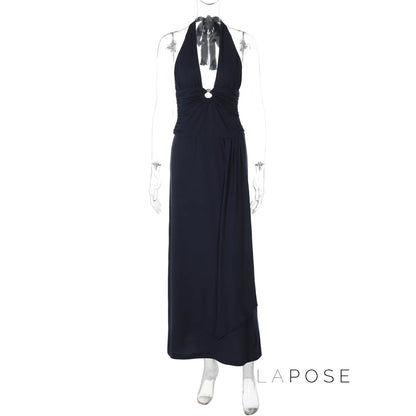 Raelee Halter Ruched Maxi Dress