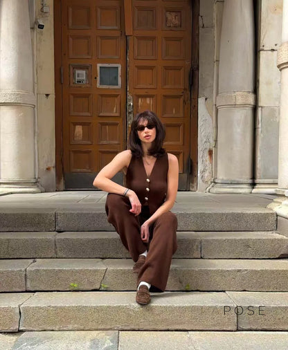 Raylee Knit V-Neck Pant Set