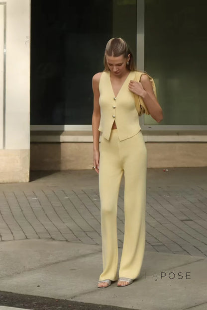 Raylee Knit V-Neck Pant Set