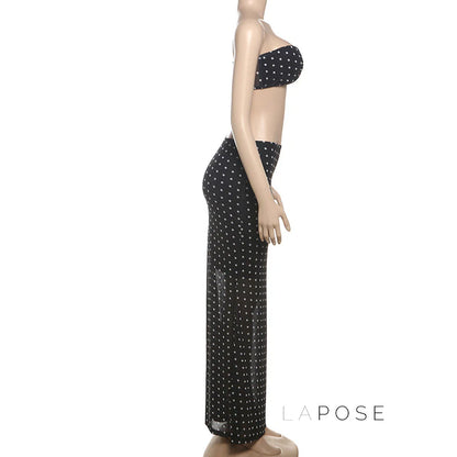 Rayyan Dot Mesh Skirt Set