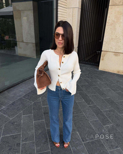 Rey Ribbed Polo Knit Top