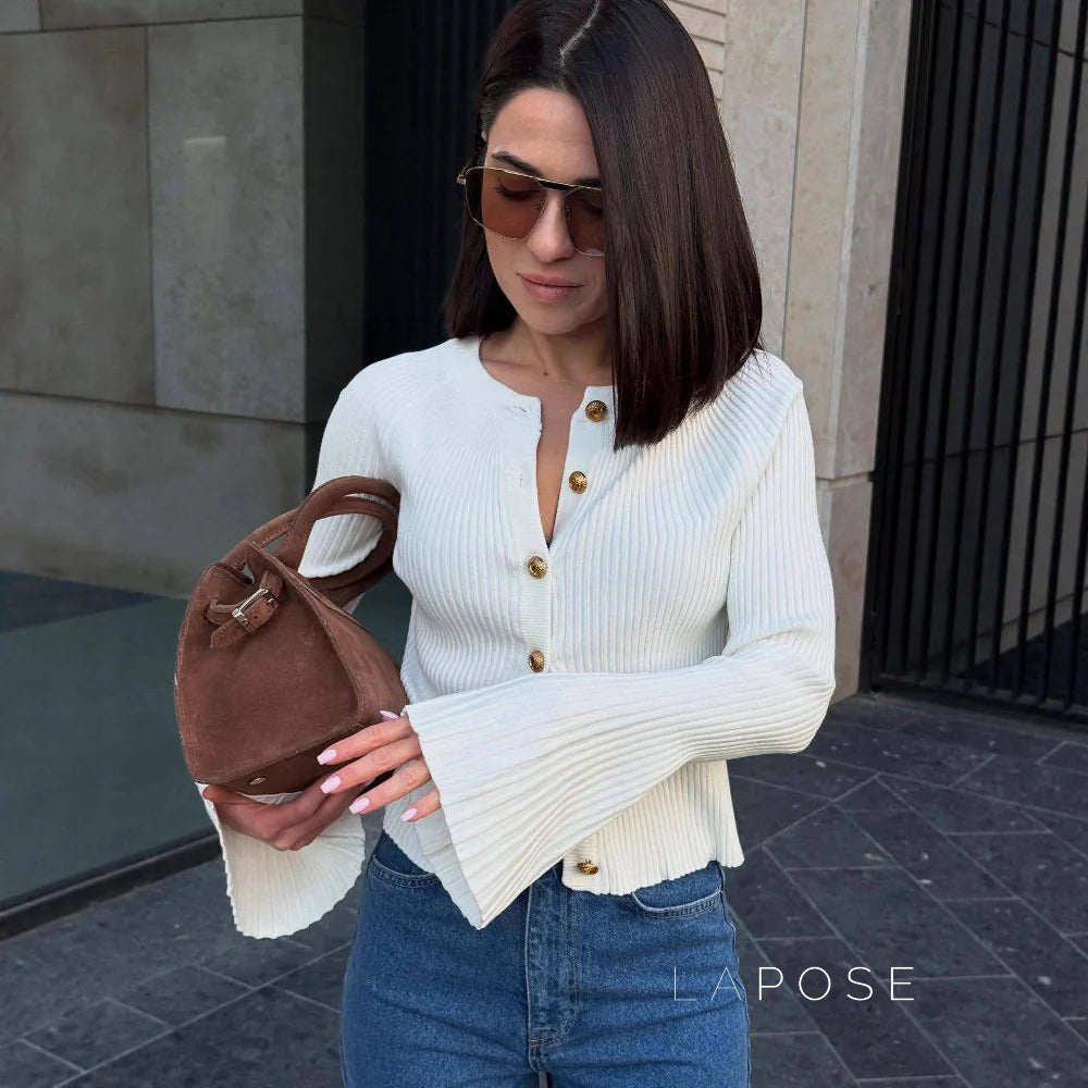 Rey Ribbed Polo Knit Top