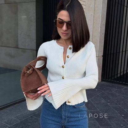 Rey Ribbed Polo Knit Top