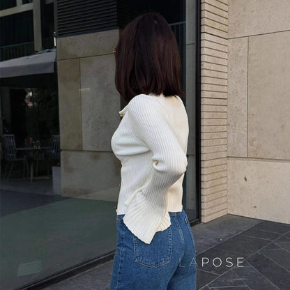 Rey Ribbed Polo Knit Top