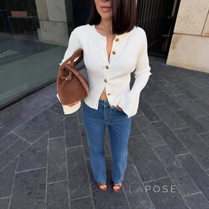 Rey Ribbed Polo Knit Top