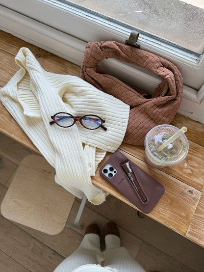 Ribbed Button-Down Pants Set