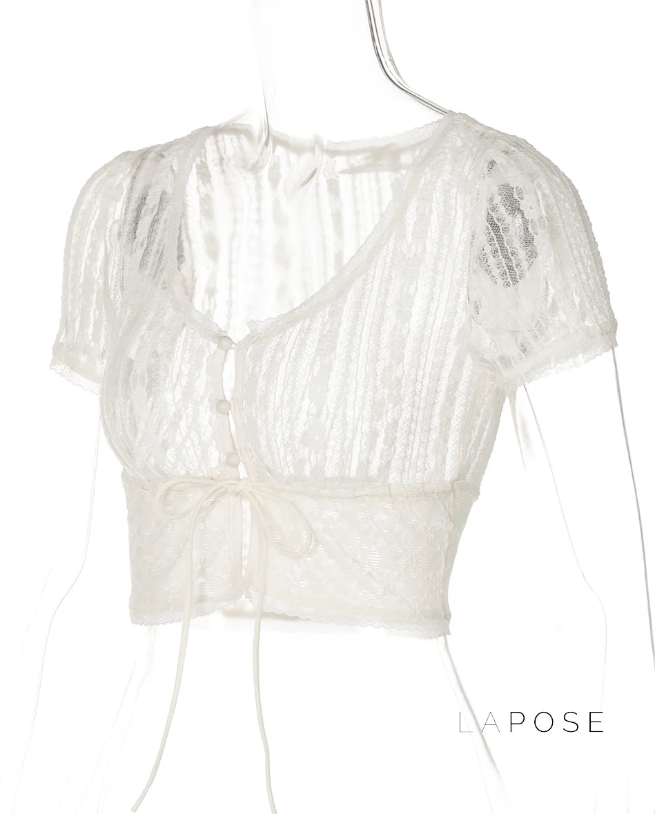 Rylann Lace Button Crop Top