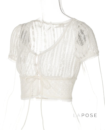 Rylann Lace Button Crop Top
