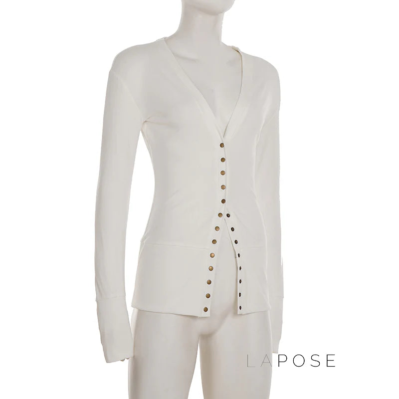 Saachi Button-Up Knit Top