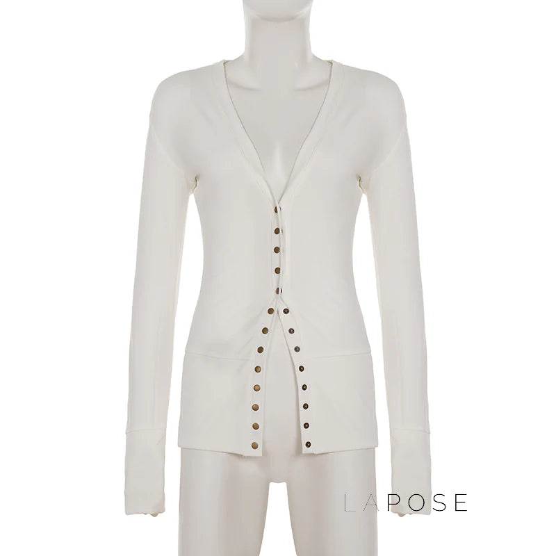 Saachi Button-Up Knit Top