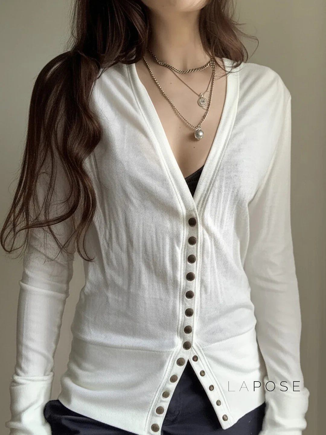 Saachi Button-Up Knit Top