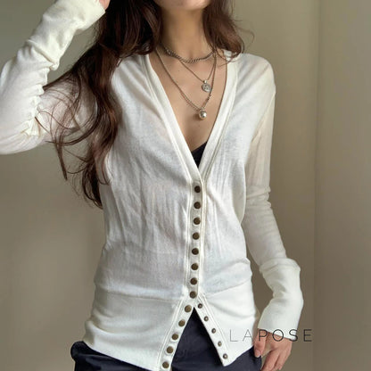 Saachi Button-Up Knit Top
