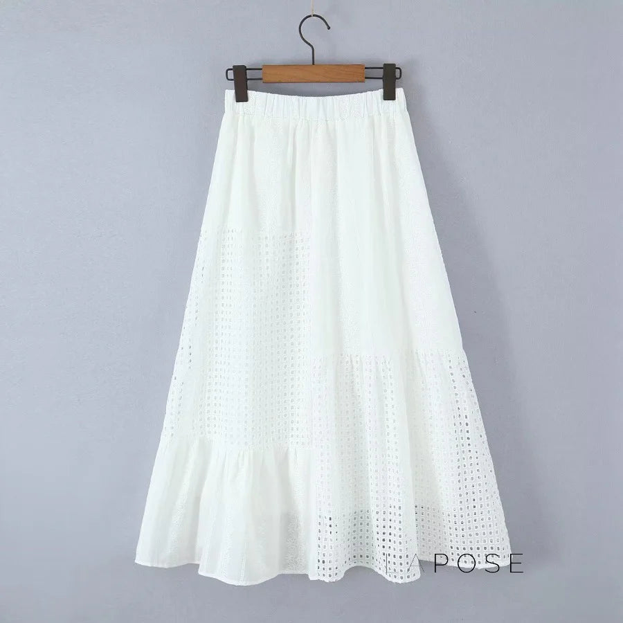 Saray Embroidered Cutout Skirt Set