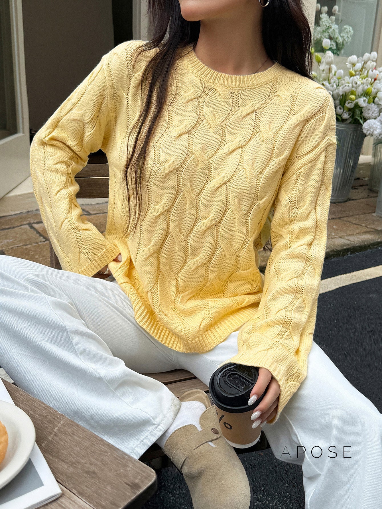 Sariya Solid Knit Crewneck Sweater