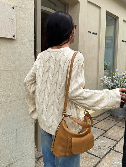Sariya Solid Knit Crewneck Sweater