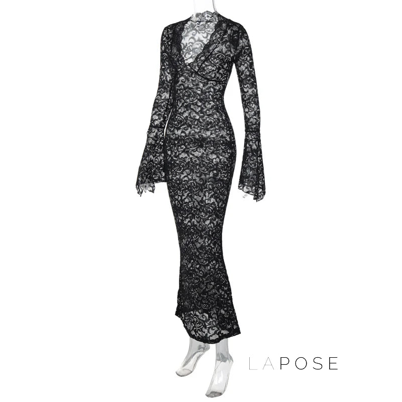 Sariyah Sheer Lace Maxi Dress