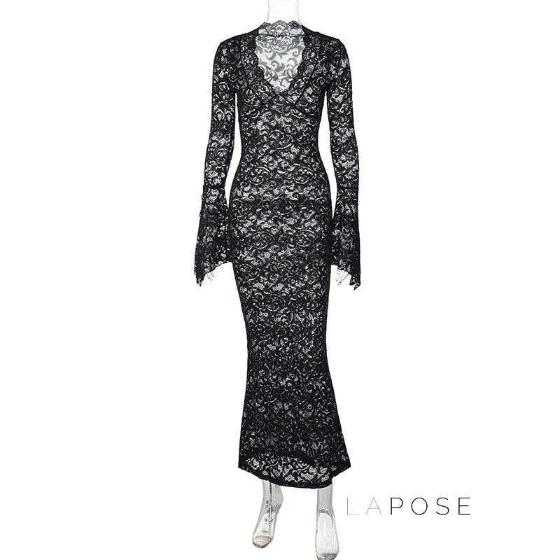 Sariyah Sheer Lace Maxi Dress