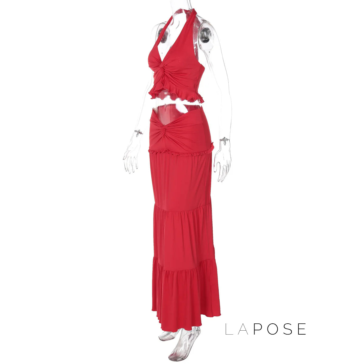 Shawna Twisted Halter Maxi Skirt Set