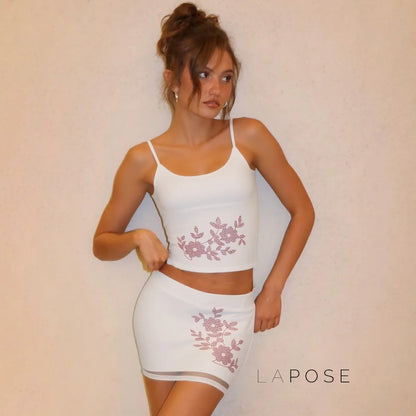 Sianna Halter Rhinestone Skirt Set