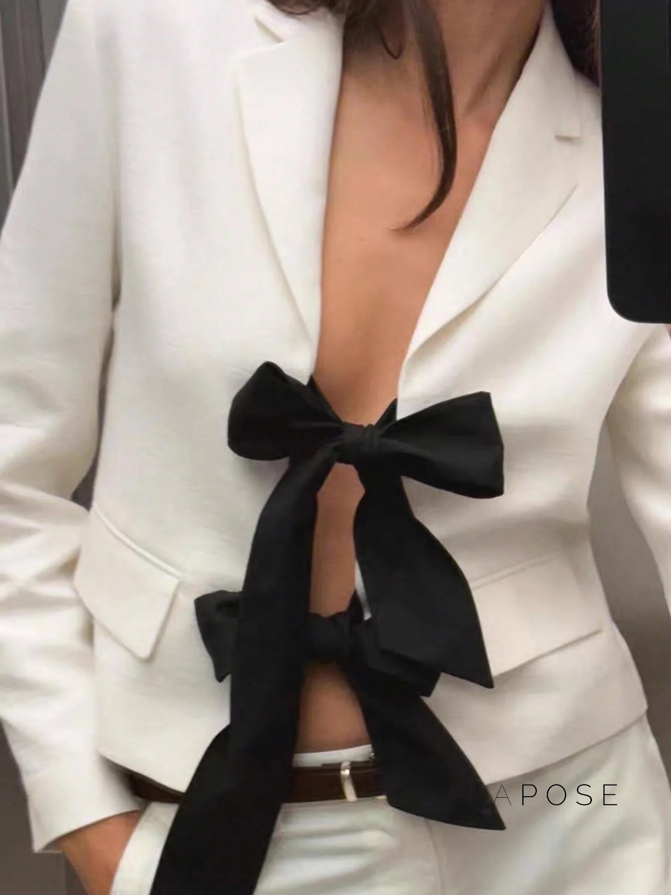 Sonya Contrast Bow Blazer