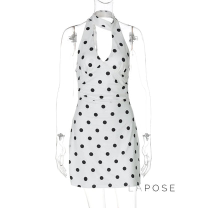Svea Halter Polka Dot Mini Dress