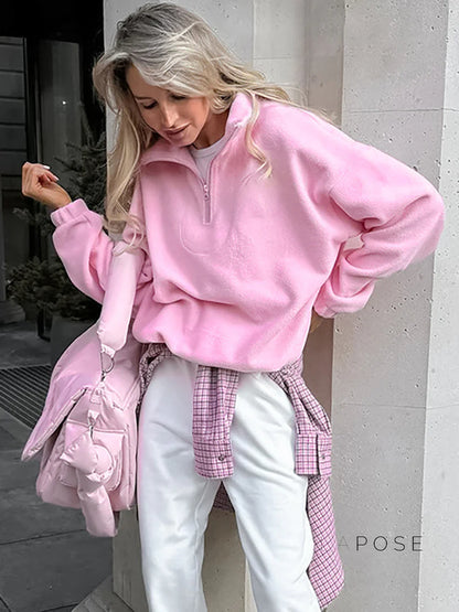 Talya Long Sleeve Polo Sweatshirt