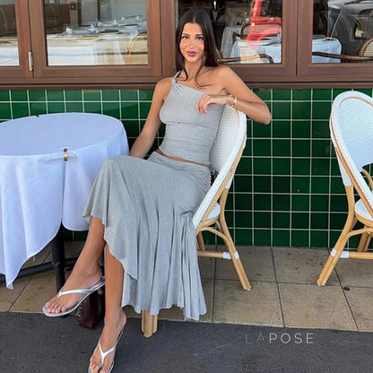 Taryn Ribbed Twist Skirt Set