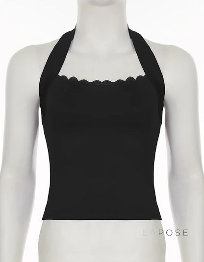 Tilly Halter Lace Crop Top