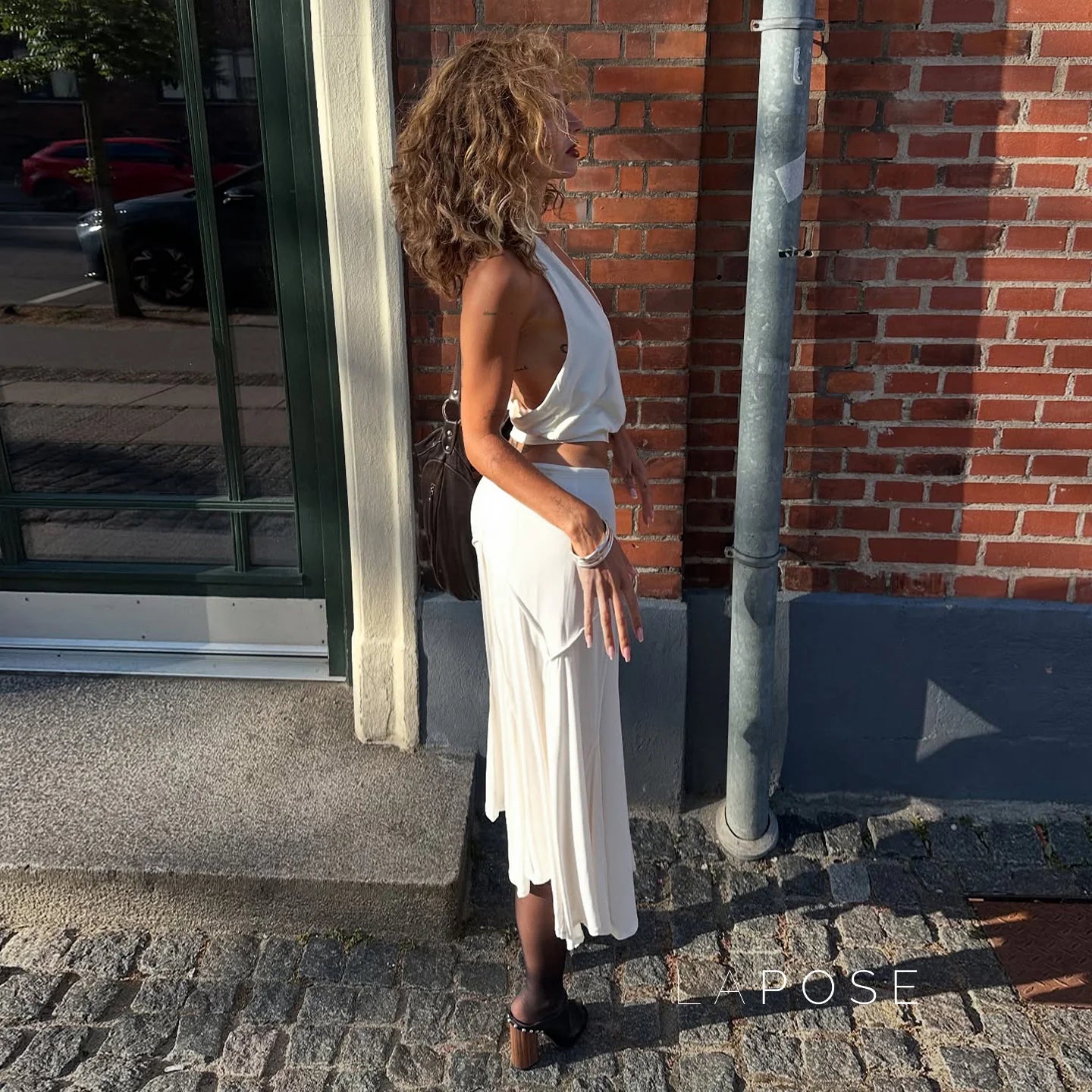 Tristan White Asymmetric Maxi Skirt
