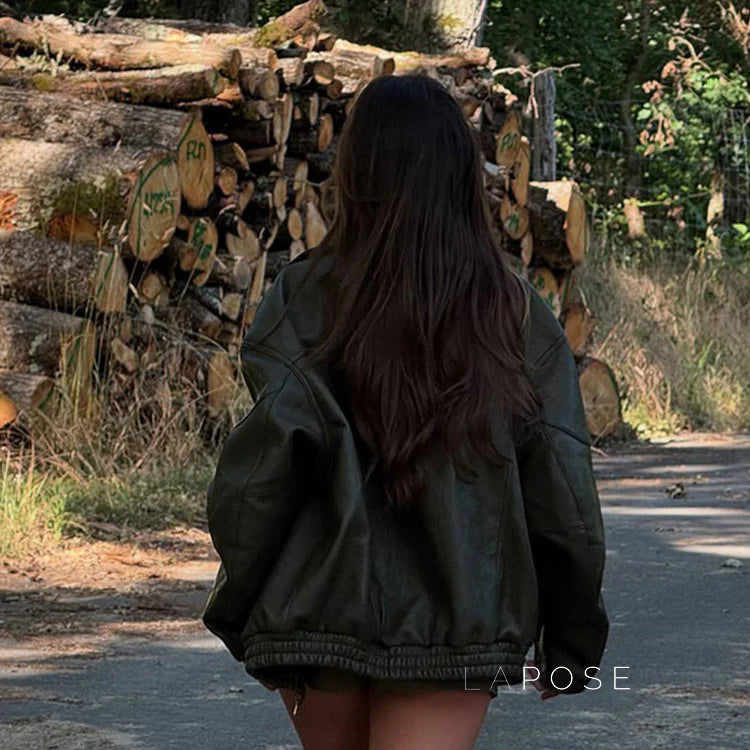 Violett Oversized Faux Leather Jacket