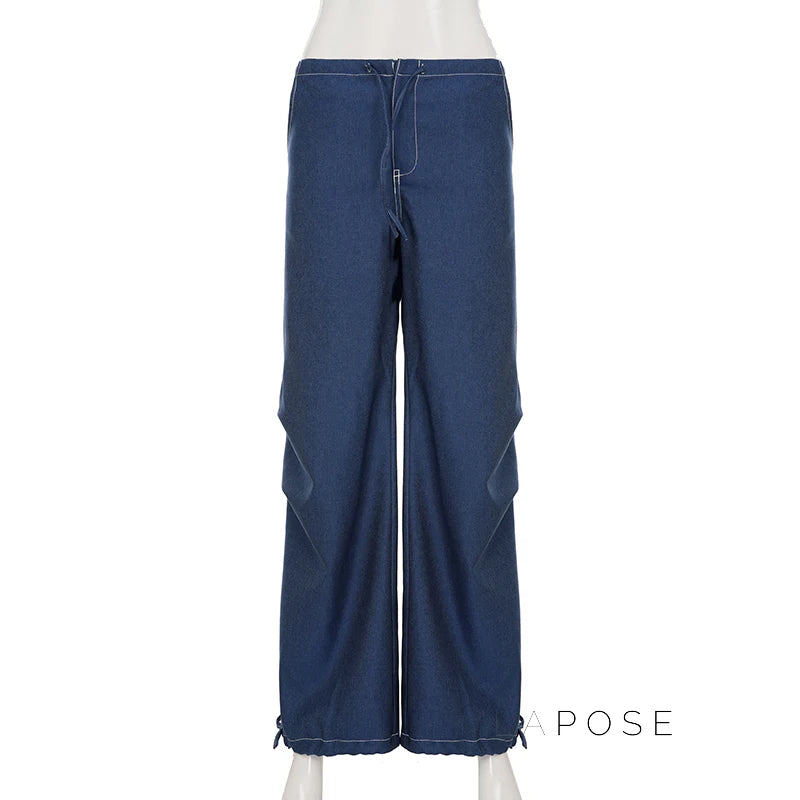 Zamara Faux Denim Wide-Leg Pants