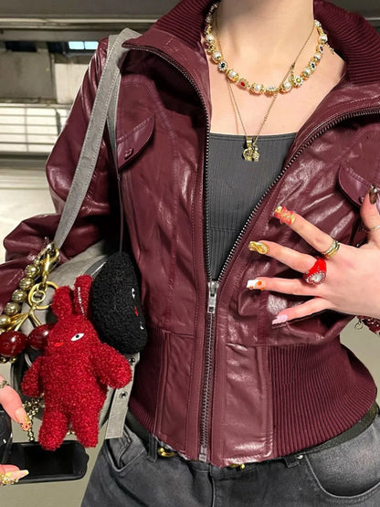 Zaniya Faux Leather Biker Jacket