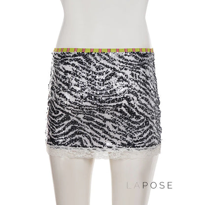Zaylie Sequin Zebra Mini Skirt